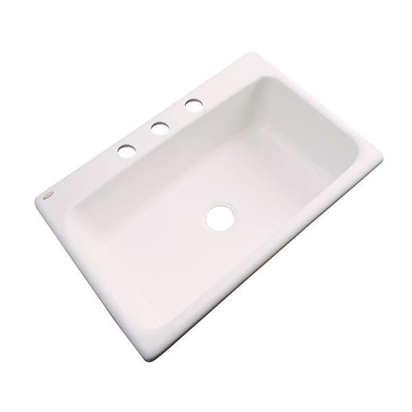 Thermocast Manhattan Drop-In Acrylic 33 in. 3-Hole Single Bowl Kitchen Sink in Bone
