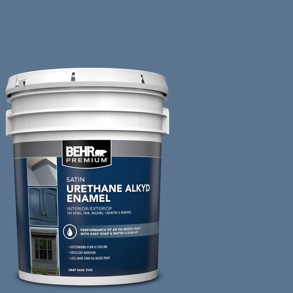 BEHR PREMIUM 5 gal. PPU1418 Laguna Blue Urethane Alkyd Satin Enamel