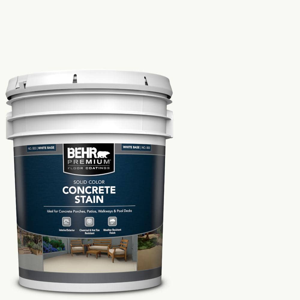 BEHR PREMIUM 5 gal. White Solid Color Flat Interior/Exterior Concrete
