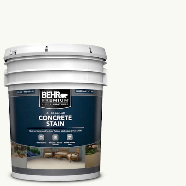 BEHR PREMIUM 5 gal. White Solid Color Flat Interior/Exterior Concrete Stain