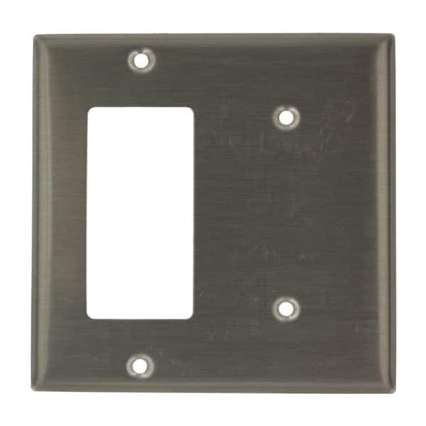 Leviton Stainless Steel 2-Gang 1-Toggle/1-Blank Wall Plate (1-Pack)