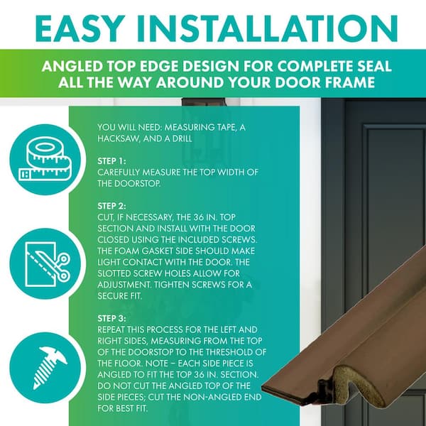 Brown Premium Foam 1-5/8 in. x 84 in. Brown Screw On Door Weatherstrip with Aluminum Carrier and Foam Gasket, Pack of 25