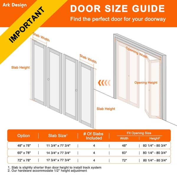 48 in. x 80 in. 3-Lite Frosted Glass Solid Core MDF White Finished Glass Closet Bifold Door with Hardware For Closet