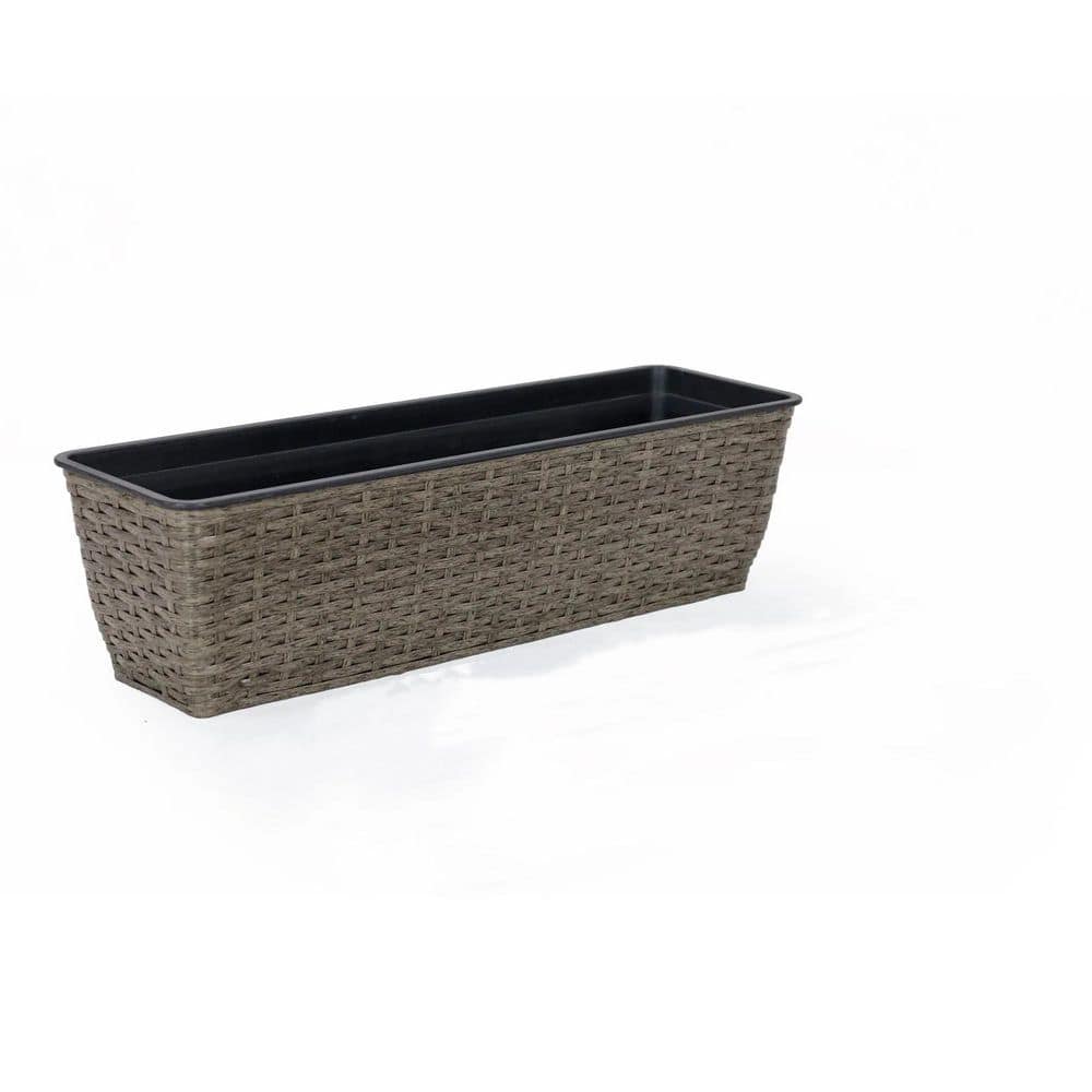 Plastic 2-Pack Self-watering Planter Pot For Flower Plant-Hand Woven Wicker