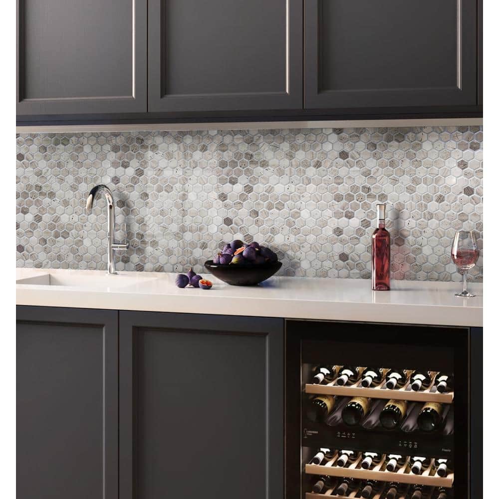 Apollo Beige Hexagon Polished Marble Mosaic Tile