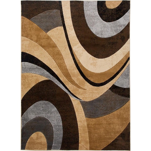 Home Dynamix Tribeca Slade Brown/Grey 8 ft. x 10 ft. Abstract Area Rug