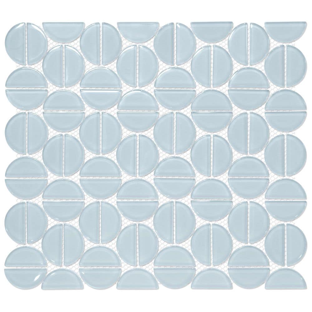 Semicircle Blue 11.7 in. x 11.6 in. Geometric Glossy Glass Wall Mosaic Tile (4.68 sq. ft./Case) price history on PriceWatchPro