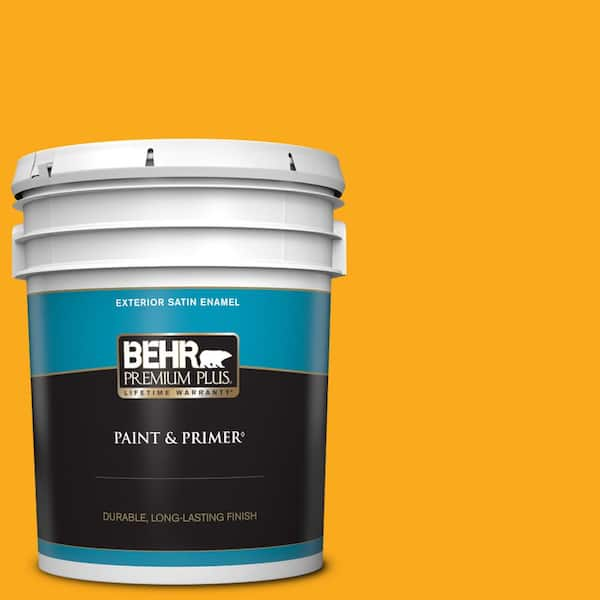 BEHR PREMIUM PLUS 5 gal. #P270-7 Sunny Side up Satin Enamel Exterior Paint & Primer