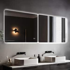 20 in. W x 28 in. H Rectangular Round Angle Frameless Anti-Fog Wall-Mounted LED Bathroom Vanity Mirror