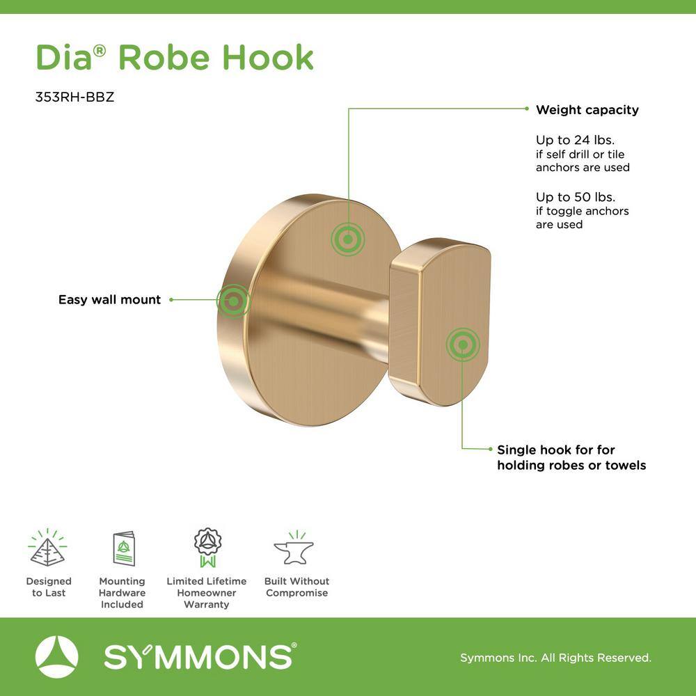 Brushed Bronze Metal Wall Mounted Robe Hook