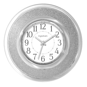 60000S- 12" Clear and Silver Glitter Wall Clock with Modern Design