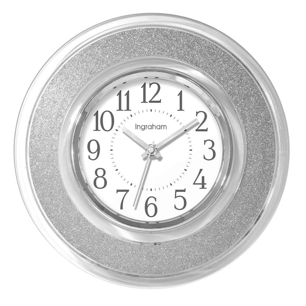 Unbranded 60000S- 12" Clear and Silver Glitter Wall Clock with Modern Design