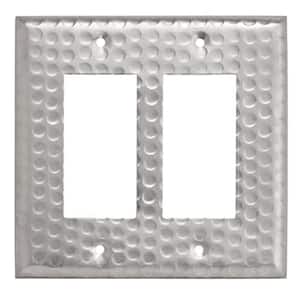 Hand Hammered Decorative Wall Plate Switch Plate Outlet Cover , 2 Gang, Brushed Nickel