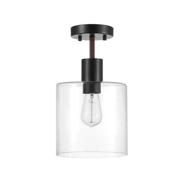Globe Electric Sedona 14 in. 1-Light Matte Black Flush Mount
