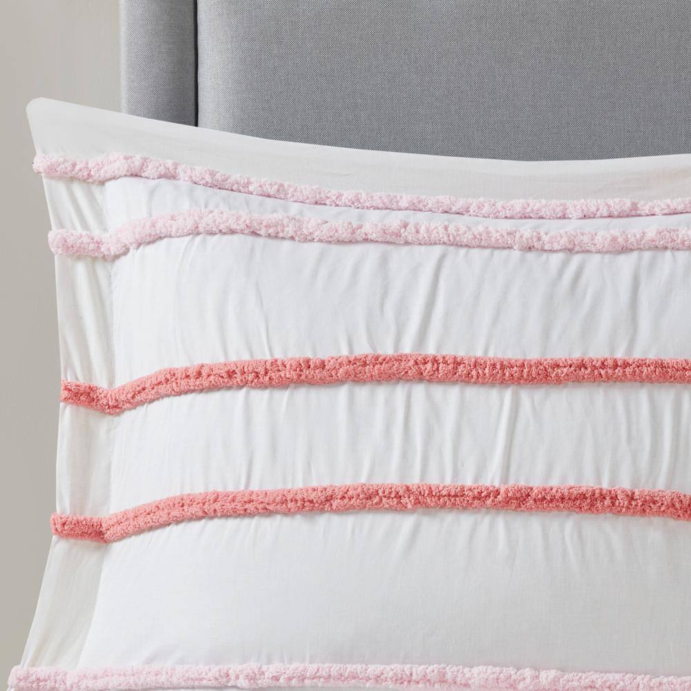 Full Pink Cotton Down Alternative Reversible Comforter Set