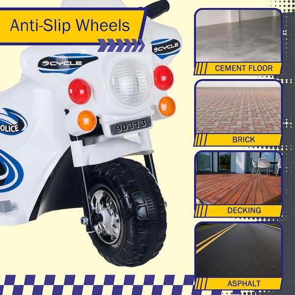 Lil Rider 3-Wheel Battery Powered Police Motorcycle in White