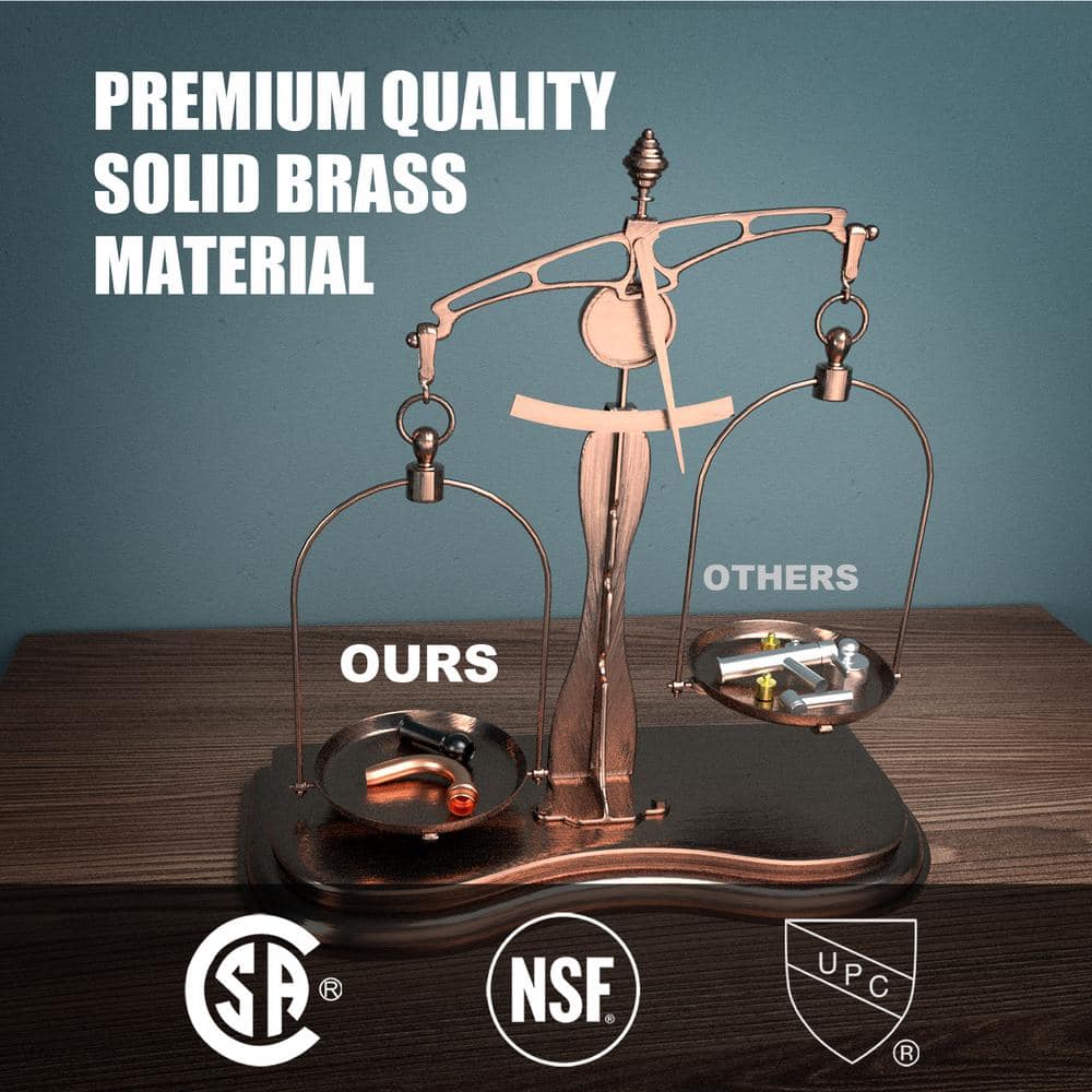 Brushed Copper Wall Mount Double Handle Faucet