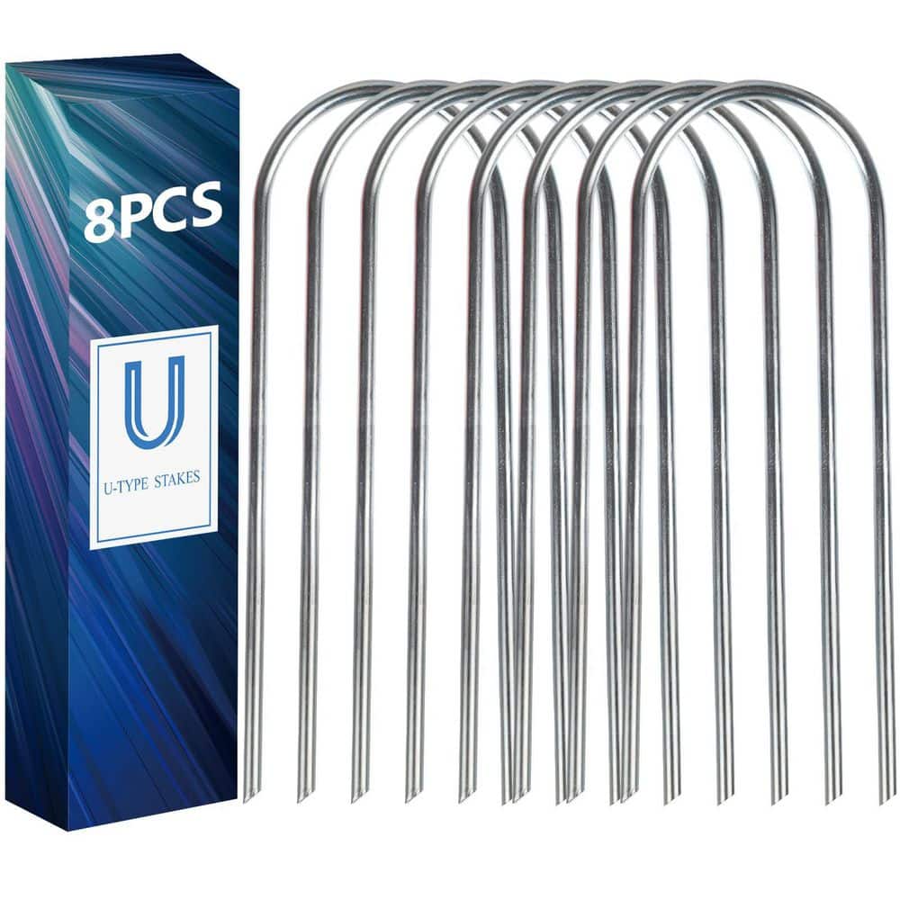 10 in. Garden Galvanized Trampoline Stakes for Trampoline, Camping Tent, Soccer Goal, Silver (8-Pack) price history on PriceWatchPro
