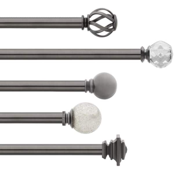 All-Metal Sphere Ball Finial Set with 1" Satin Curtain Rod Adjustable Window Rod 