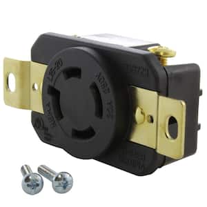 20 Amp 3-Phase 250-Volt L15-20R Flush Mount Locking Industrial Grade Outlet with UL and C-UL Certifications