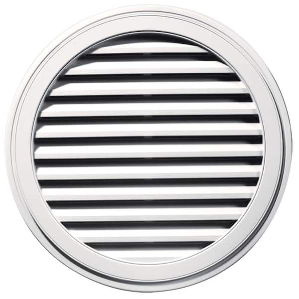 Builders Edge 36 in. x 36 in. Round White Plastic UV Resistant Gable Louver Vent