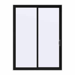 72 in. x 96 in. V-4500 Contemporary Black FiniShield Vinyl Right-Hand Full Lite Sliding Patio Door w/White Interior