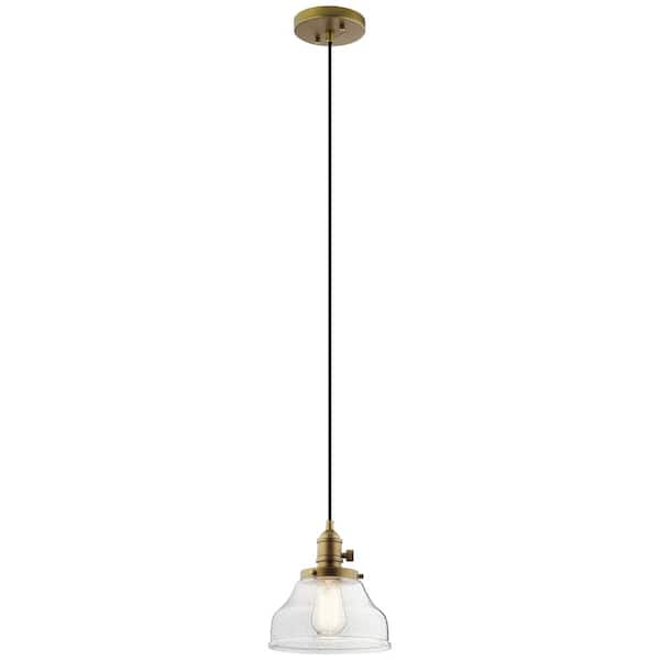 KICHLER Avery 8 in. 1-Light Natural Brass Farmhouse Shaded Kitchen Bell ...