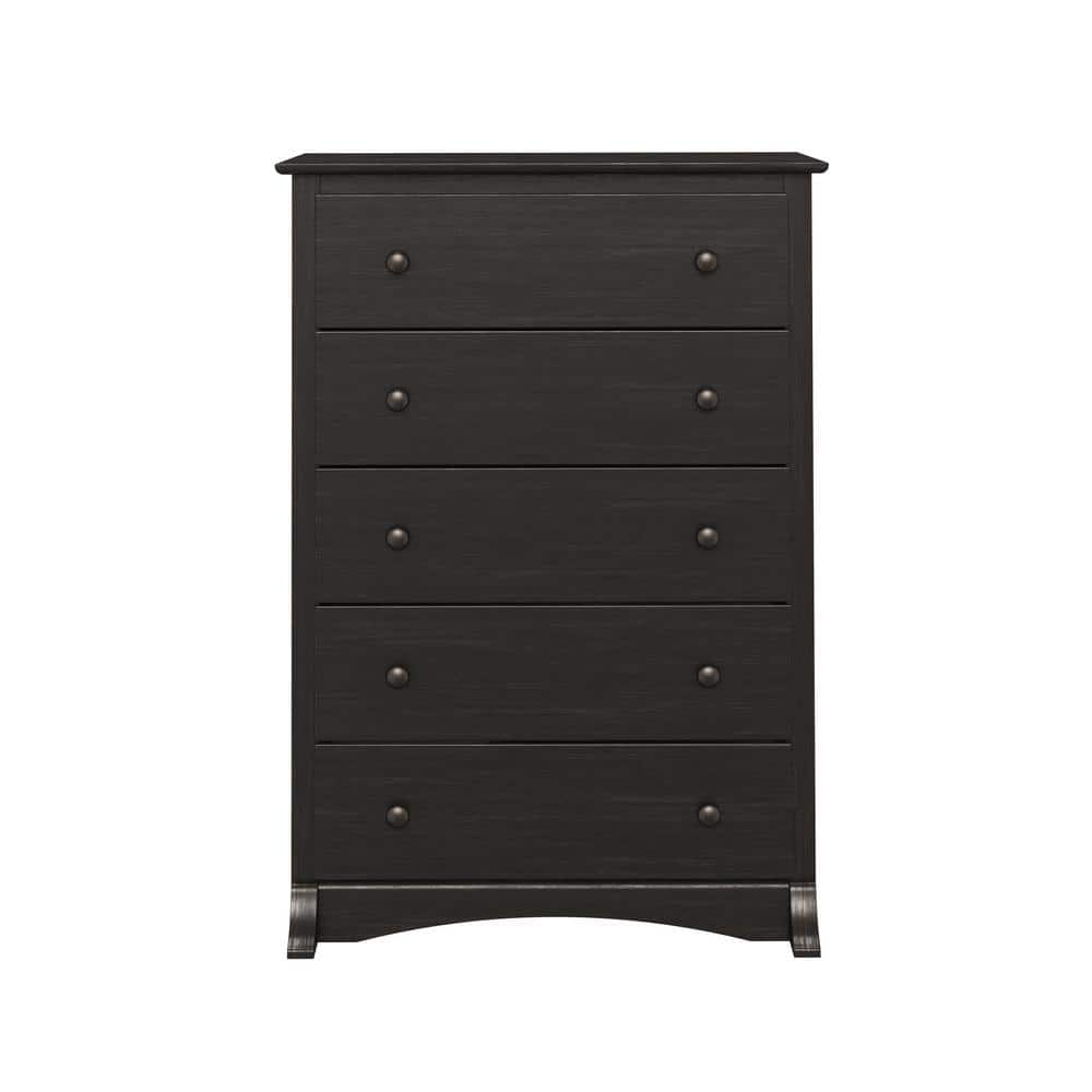 Washed Black 5-Drawer Vertical Chest