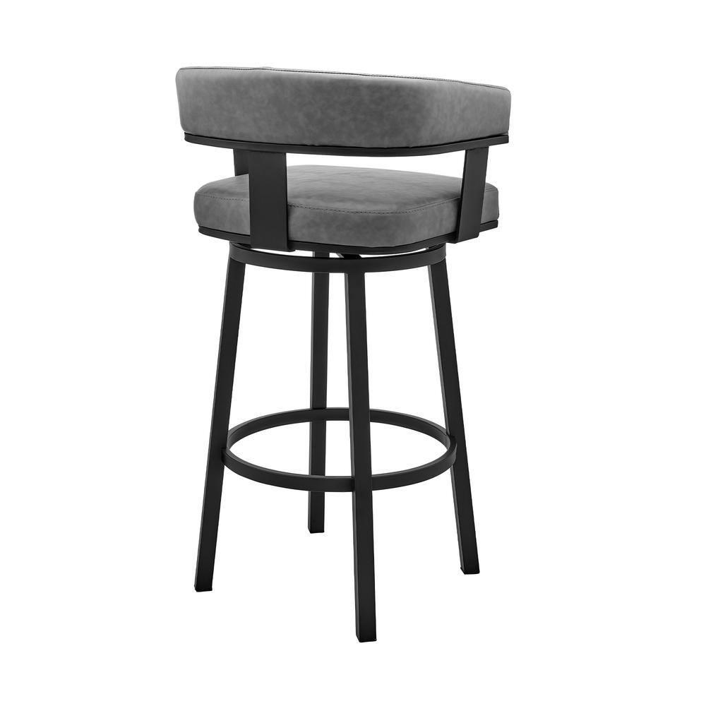 Contemporary Gray/Black Metal Leather Swivel Bar Stool