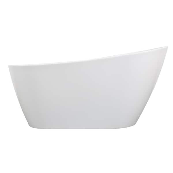 KINWELL 67 in. Acrylic Double Slipper Flatbottom Non-Whirlpool Bathtub in White