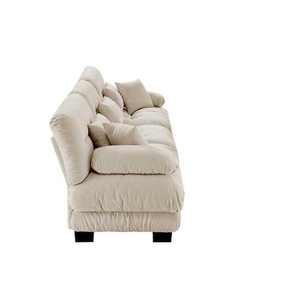 Homy Casa MINH 133.8 in. Pillow Arm 3-Piece Chenille Modular