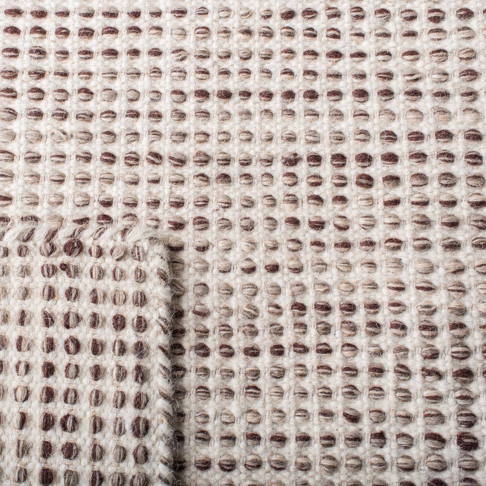 Ivory and Brown Handmade Wool Tufted 9' x 12' Rug