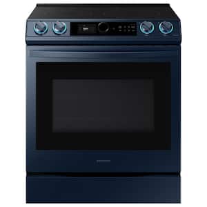 Bespoke 6.3 cu. ft. 5-Element Smart Slide-in Electric Range with Self-Cleaning Convection Oven and Air Fry in Navy Steel