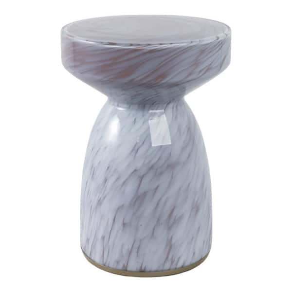 12 in. Pink Round Glass Small Art Sturdy Base End Table