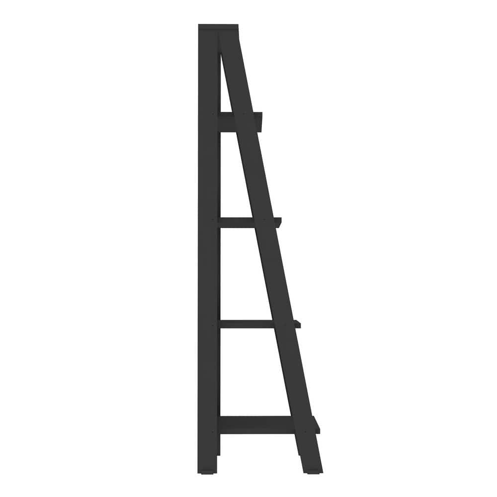 Contemporary Black Ladder Bookshelf with 4 Storage Shelves