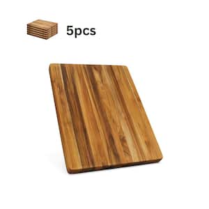 5-Piece 20 in. x 15 in. Medium Size Teak Wood Rectangular Cutting Board Reversible Chopping Serving Board