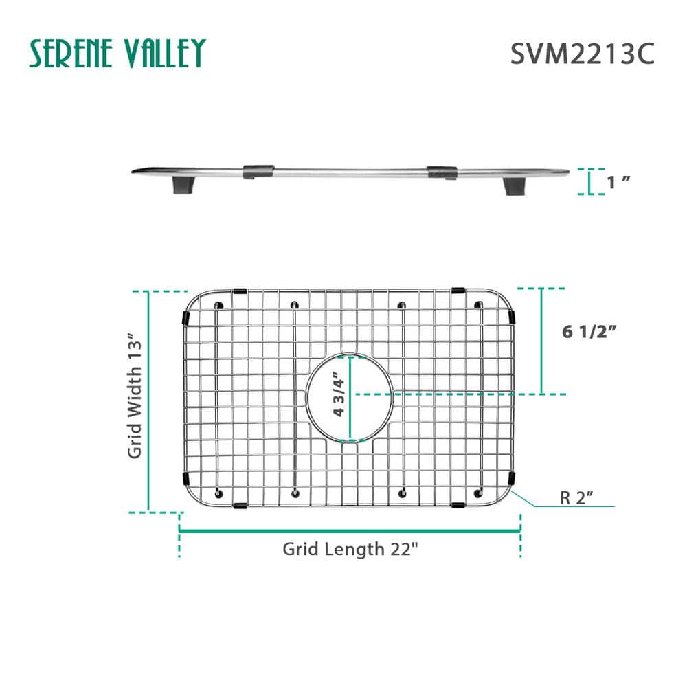22.05" x 12.99" Stainless Steel Sink Protector with Center Drain