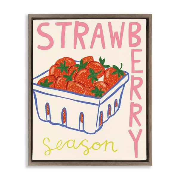 Stupell Industries Summer Strawberry Season by Lisa Barlow Brown Floater Frame Food Graphic Art Print 31 in. x 25 in.