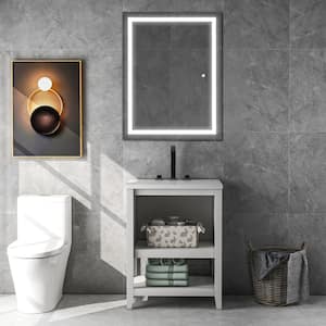 36 in. W x 28 in. H Rectangular Frameless Wall-Mounted Anti-Fog Bathroom Vanity Mirror with LED Lights in Natural