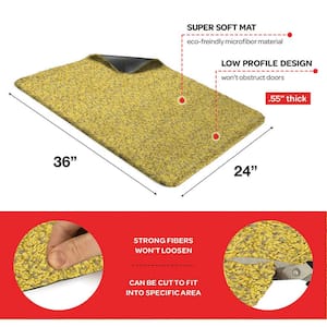 Solid Front Doormat, Super Absorbent. 24 in X 36 in (Yellow)