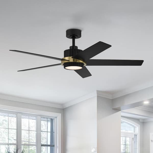 Designers Fountain Cassique 52 in, Integrated LED Indoor/Outdoor Matte Black Selectable CCT Ceiling Fan with Light, Remote Control