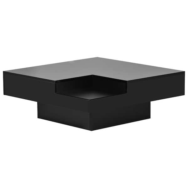 42 in. Black Square Glass Top Coffee Table with Built in Fridge YYmd-LX-19  - The Home Depot