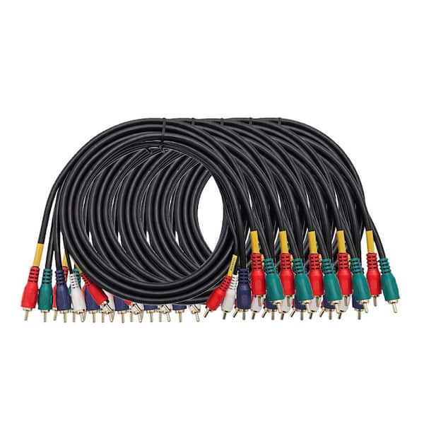 25 ft. Premium 5-RCA Component Video Plus Audio Cable Black (5-Pack)