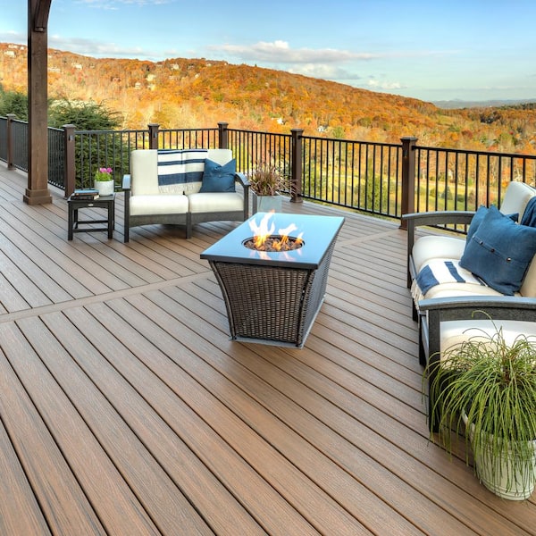 Trex - Enhance Naturals 1 in. x 6 in. x 16 ft. Toasted Sand Grooved Edge Brown Composite Deck Board
