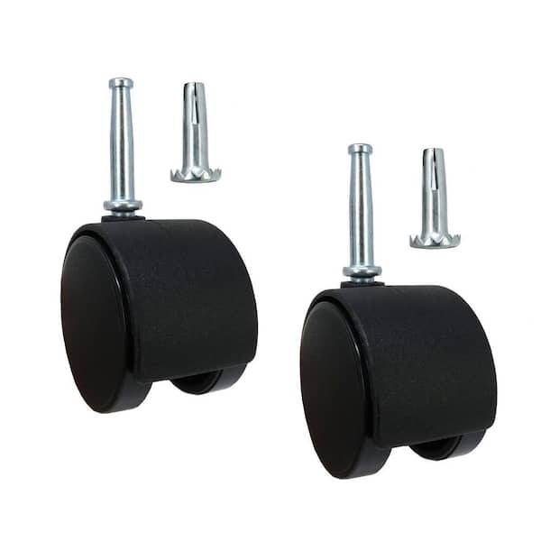 Everbilt 2 in. Plastic Twin Wheel Swivel Stem Casters with 75 lb. Load Rating and Brake (2 per Pack)