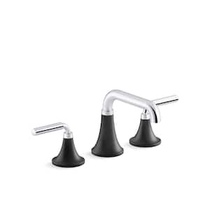 Tone 8 in. Widespread Double Handle 0.5 GPM Bathroom Faucet in Polished Chrome with Matte Black