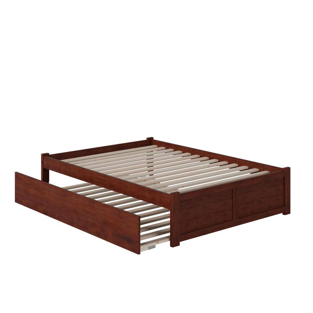 Concord Full Double Platform Bed with Trundle in Walnut