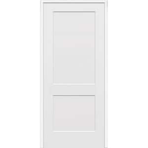 36 in. x 80 in. 2-Panel Flat Square Sticking Primed Composite Left Hand Solid Core MDF Single Prehung Interior Door