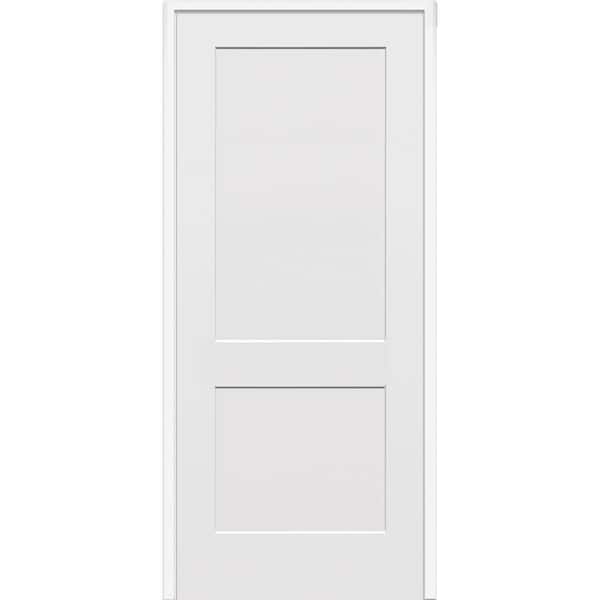 MMI Door 32 in. x 80 in. 2-Panel Flat Square Sticking Primed Composite Left Hand Solid Core MDF Single Prehung Interior Door