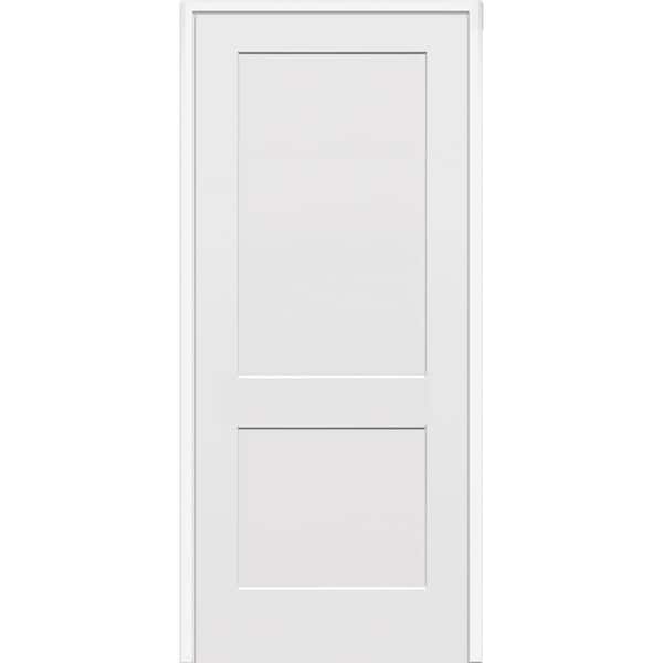 MMI DOOR 30 in. x 80 in. 2-Panel Flat Square Sticking Primed Composite Left Hand Solid Core MDF Single Prehung Interior Door